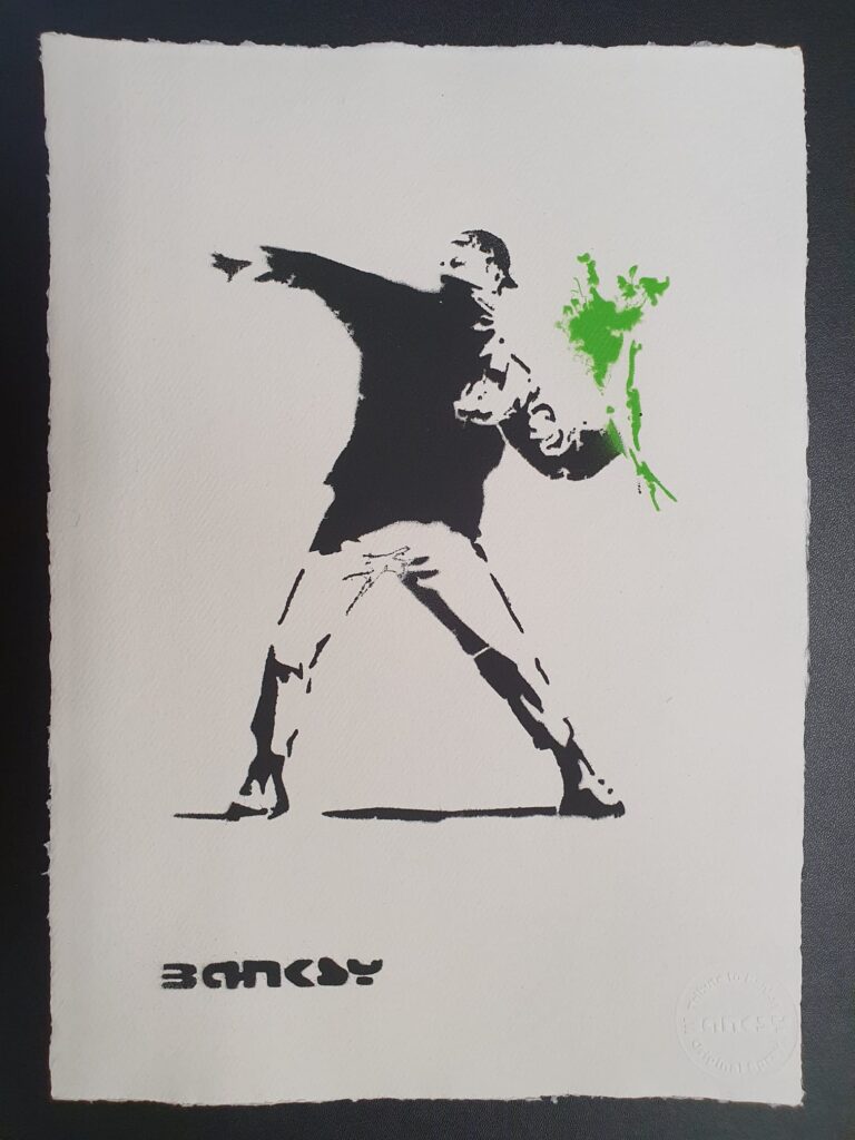 Flower thrower – on Paper- After Banksy