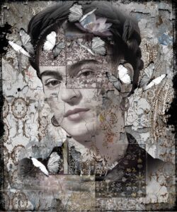 Icon Frida-Leather dibond- Hans Jochem Bakker