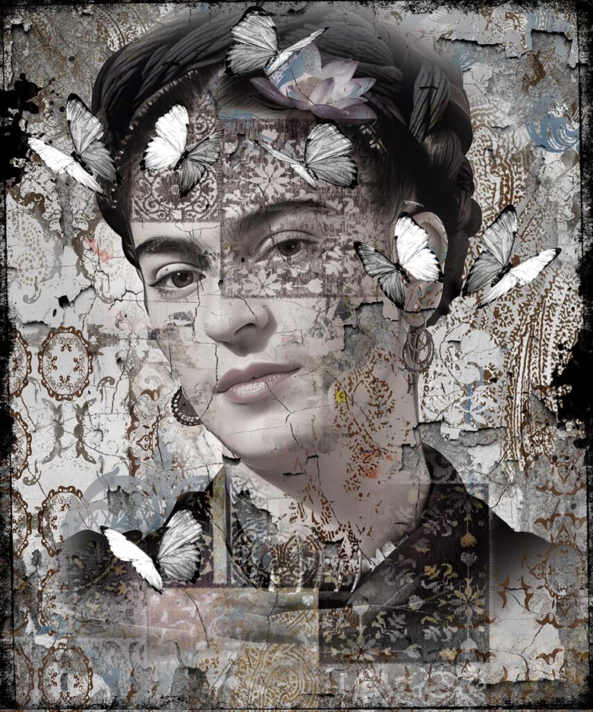 Icon Frida-Leather dibond- Hans Jochem Bakker
